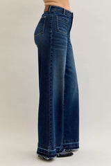 High Waist Palazzo Jeans with Front Patch Pockets Judy Blue