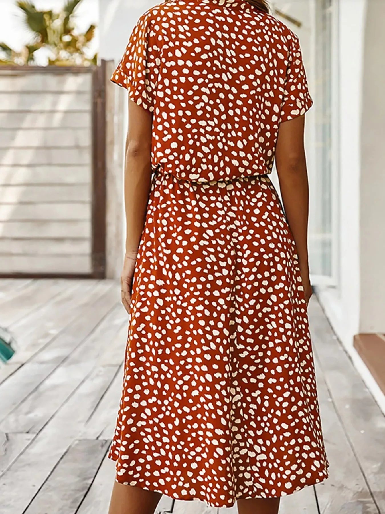 Polka Dot Button Front Midi Dress Simmer & Fay