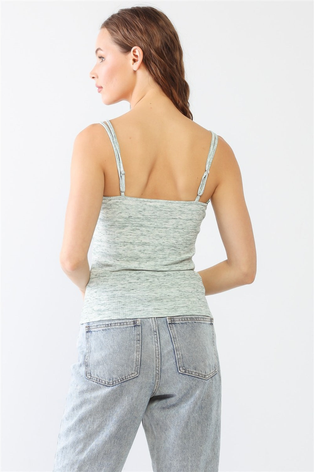 Heathered Ribbed Adjustable Strap Cami LE LIS   