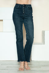 Button Fly Hem Destroy Straight Jeans Judy Blue   