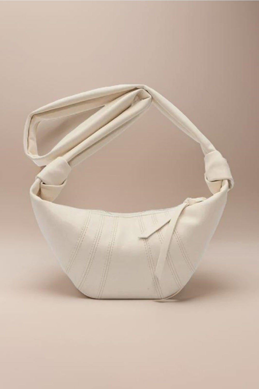 Vegan Leather Croissant Crossbody Bag ZENANA Ivory One Size 