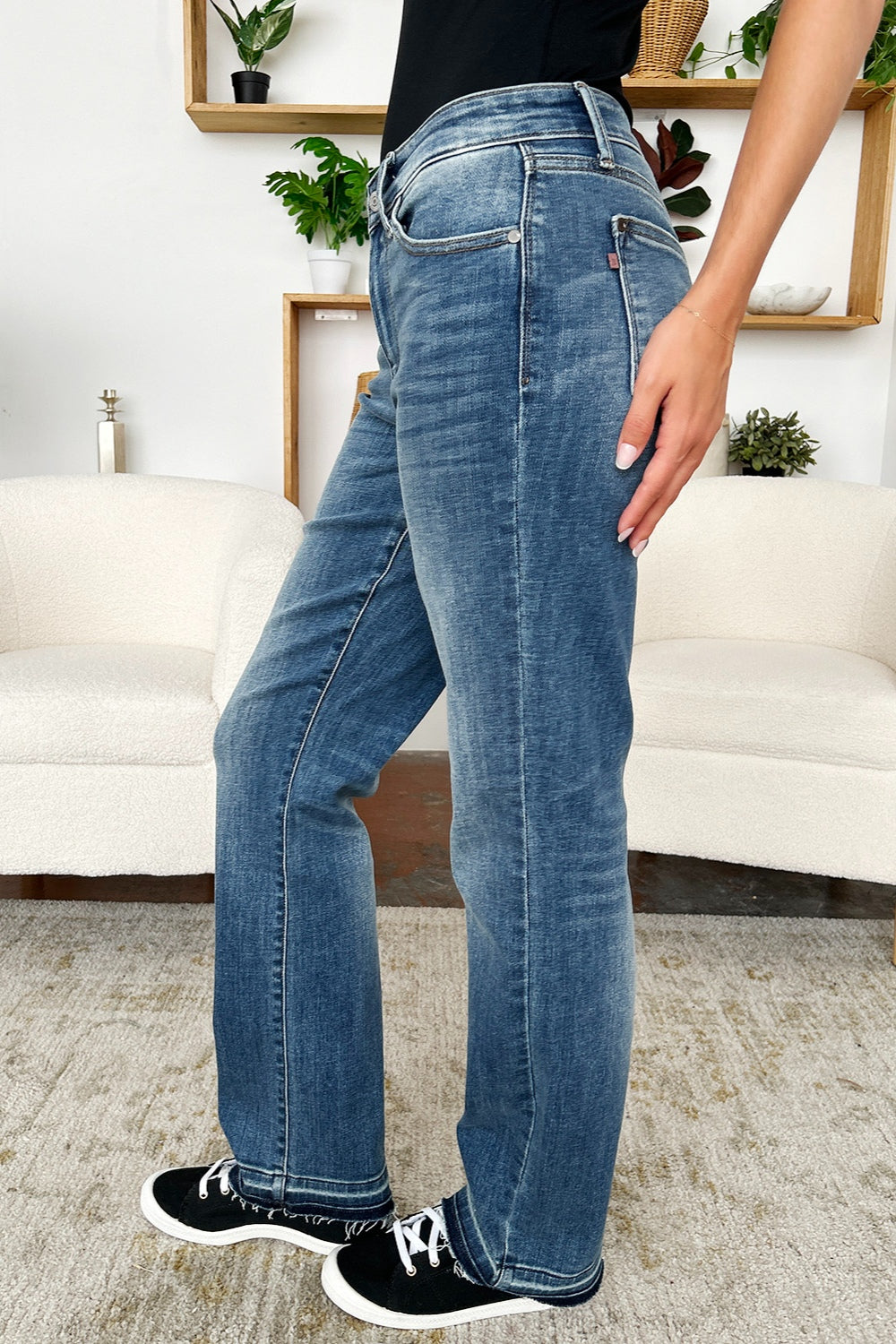 Mid Rise Release Hem Jeans Judy Blue   