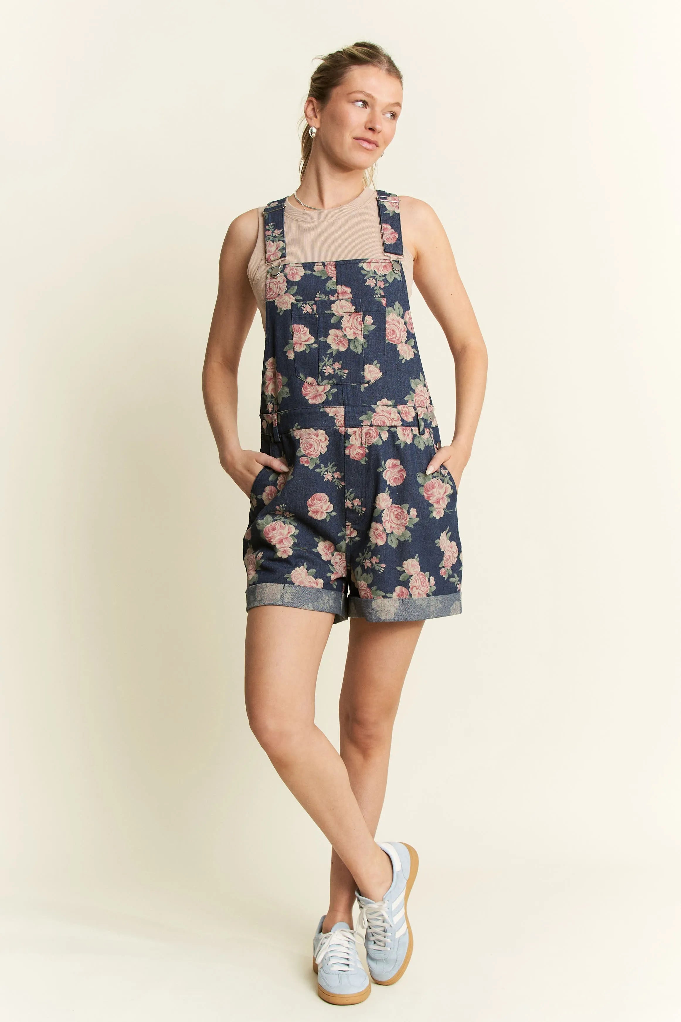 Floral Print Denim Romper Jade By Jane