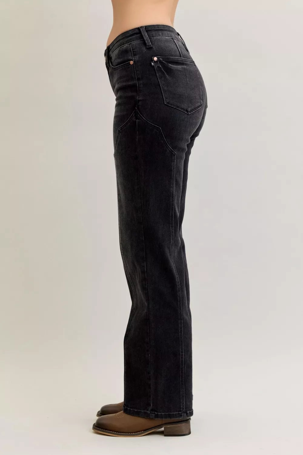 Mid Rise Straight Western Seam Detail Jeans Judy Blue