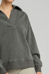 Johnny Collar Dropped Shoulder Sweatshirt Umgee