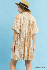 Leafy Ogee Print Mini Dress Umgee