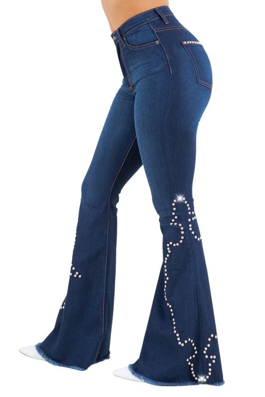 Santa Fe High Rise Studded Bell Bottom GJG Denim dark wash 3 