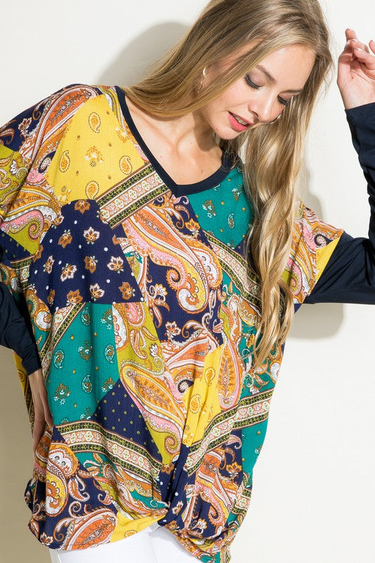 Paisley Mixed Boxy Top - Plus e Luna   