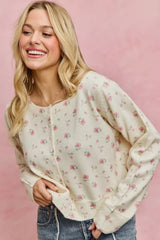 Floral Print Button Down Sweater Cardigan So Me