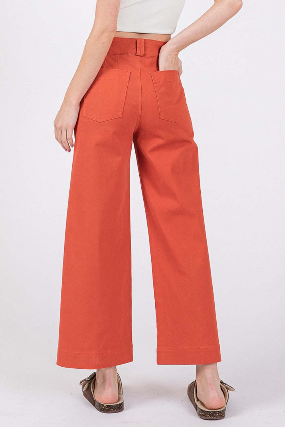 Wide Leg Cropped Pants Sage + Fig   