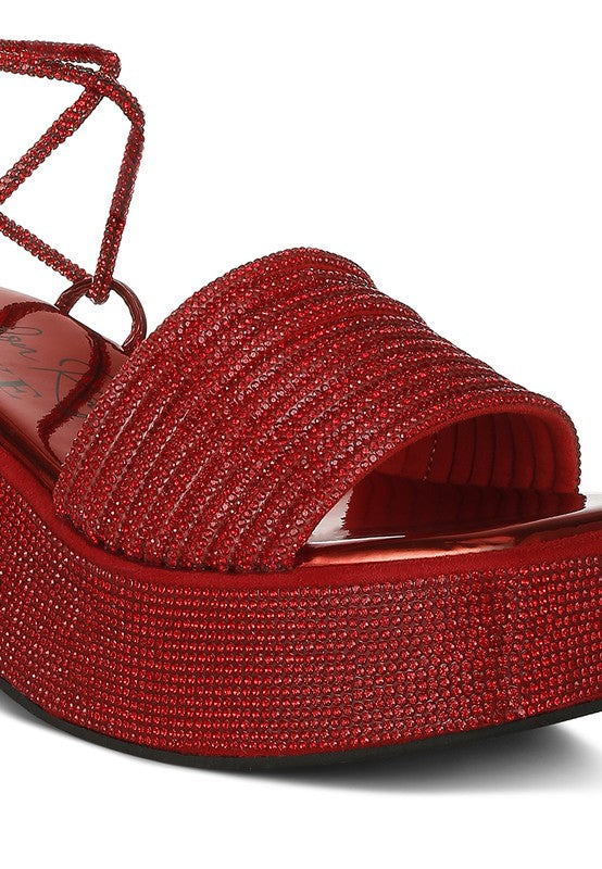 Swifties Rhinestone Embellished Lace-Up Sandals Rag Company   