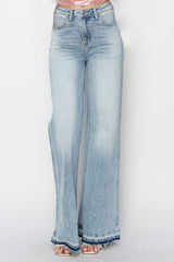 Raw Hem High Rise Wide Leg Jeans Risen   