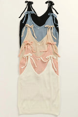 Tied Shoulder Solid Knit Top BiBi