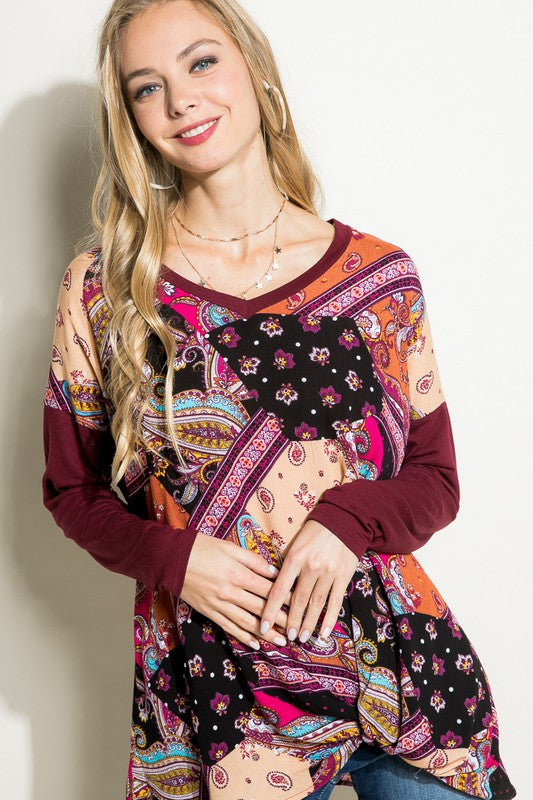 Paisley Mixed Boxy Relaxed Top e Luna   