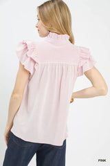 Ruffled Sleeve Textured Blouse Umgee