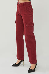 High Rise Wide Leg Cargo Jeans Risen   