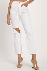 Distressed Cropped Straight Jeans Risen   