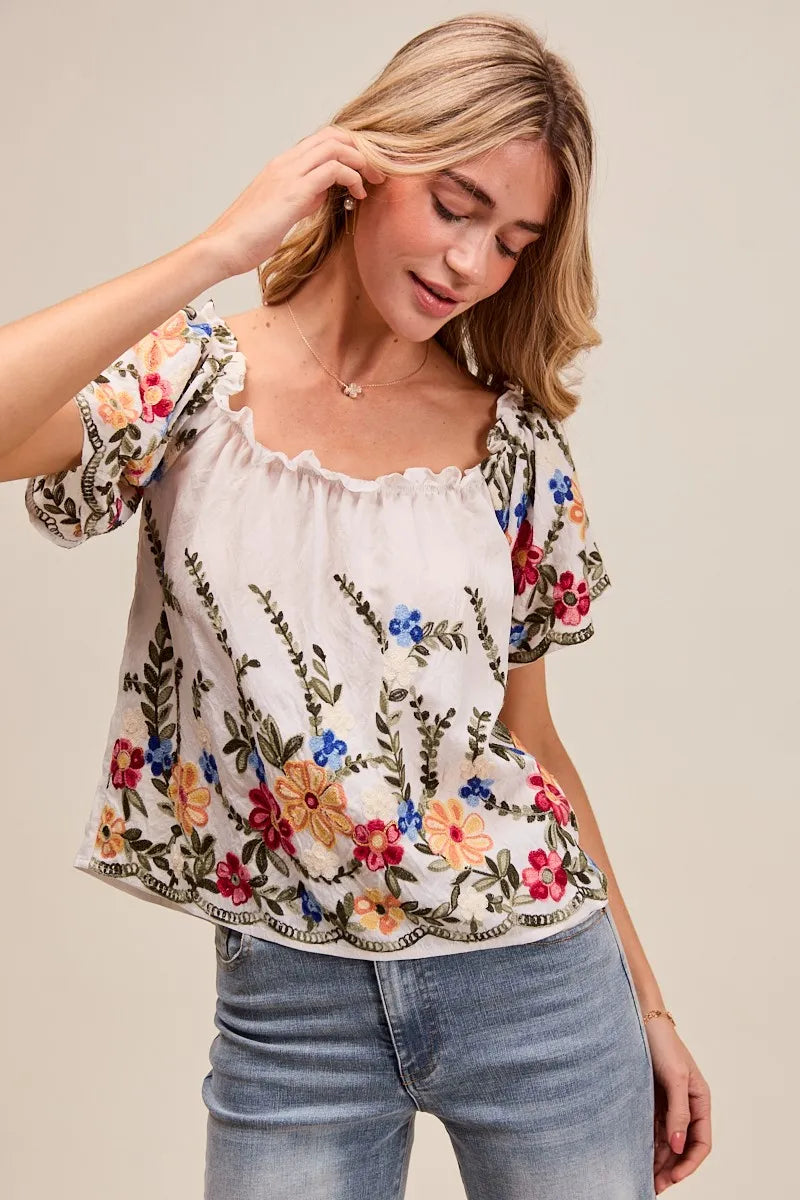 Floral Embroidered Two Way Off The Shoulder Blouse So Me
