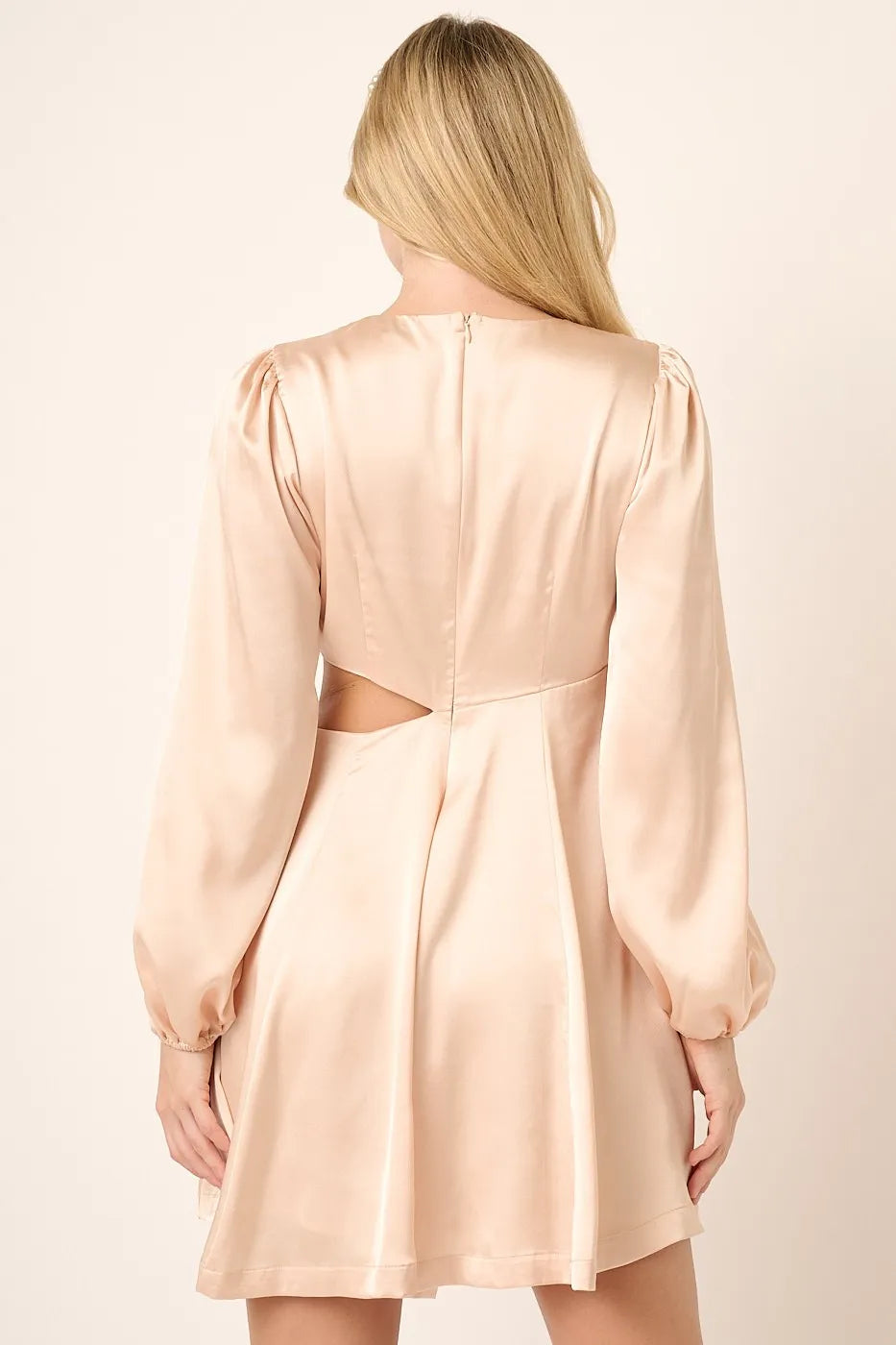 Satin Side Cutout Detail Mini Dress Mittoshop