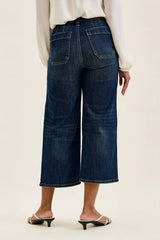 High Waist Wide Crop Utility Jeans with Patch Pocket Judy Blue