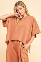 Flowy Top and Elastic Waist Band Pants Set Davi & Dani