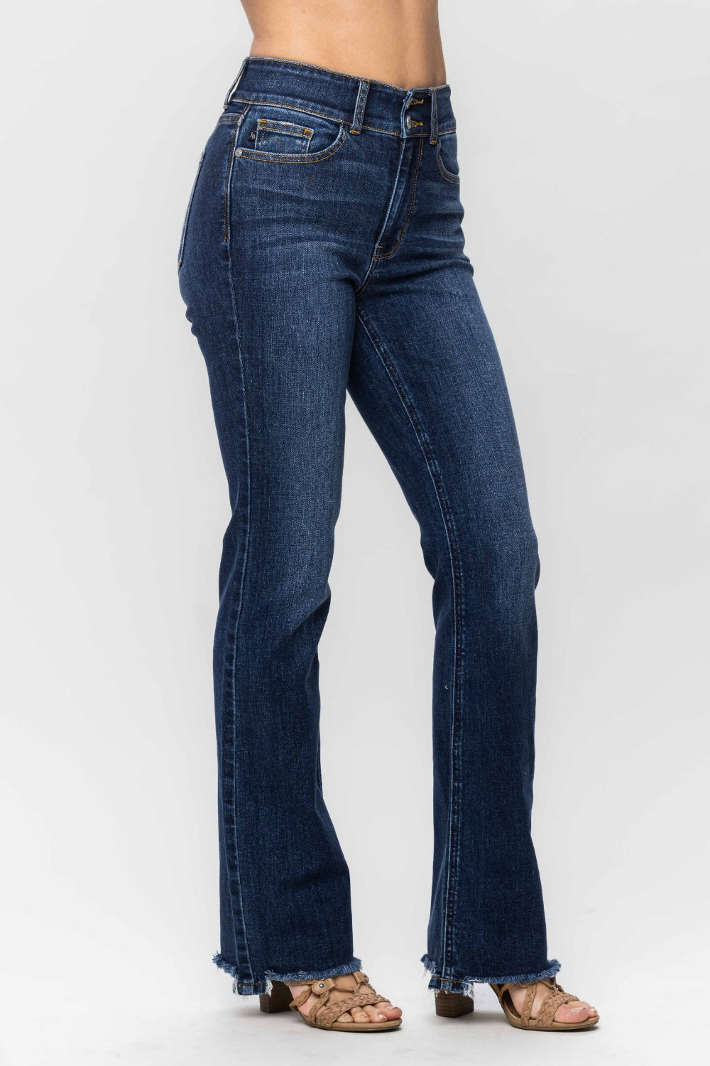 Frayed Hem Bootcut Jeans Judy Blue   