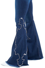 Santa Fe High Rise Studded Bell Bottom GJG Denim   