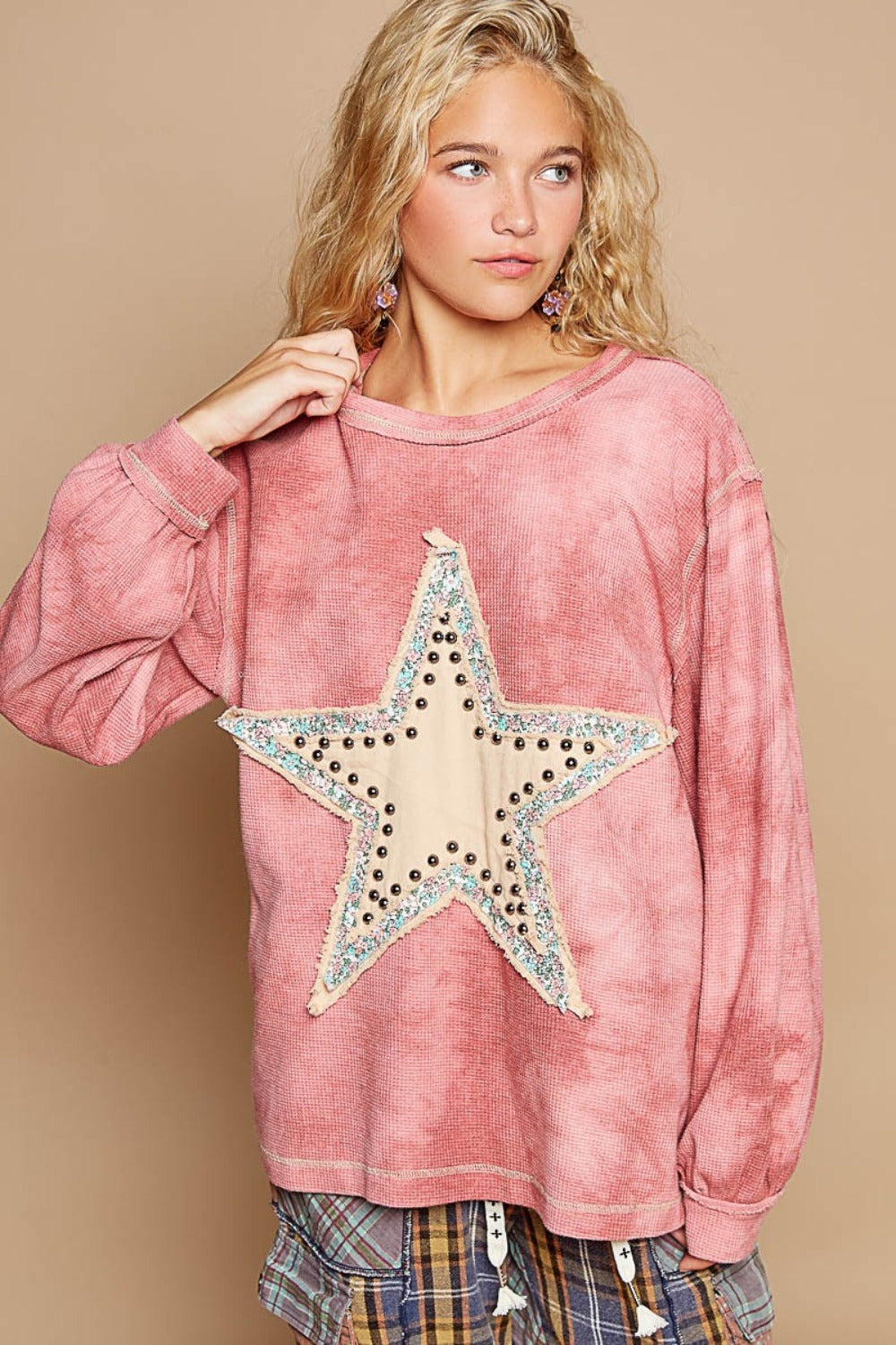 Washed Star Patch With Studded Top POL   