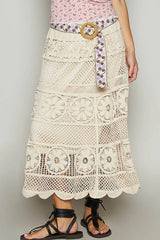 Lace Tiered Midi Skirt POL Ivory One Size