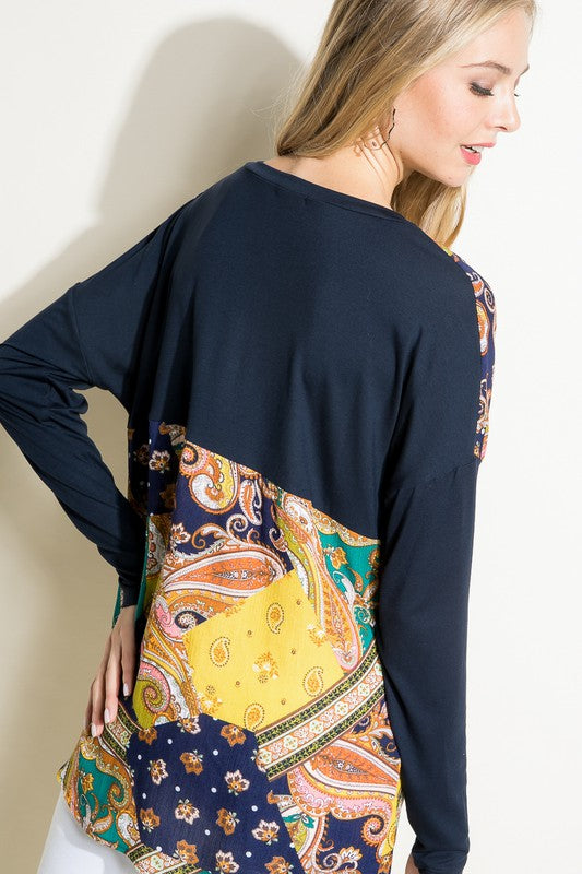 Paisley Mixed Boxy Top - Plus e Luna   