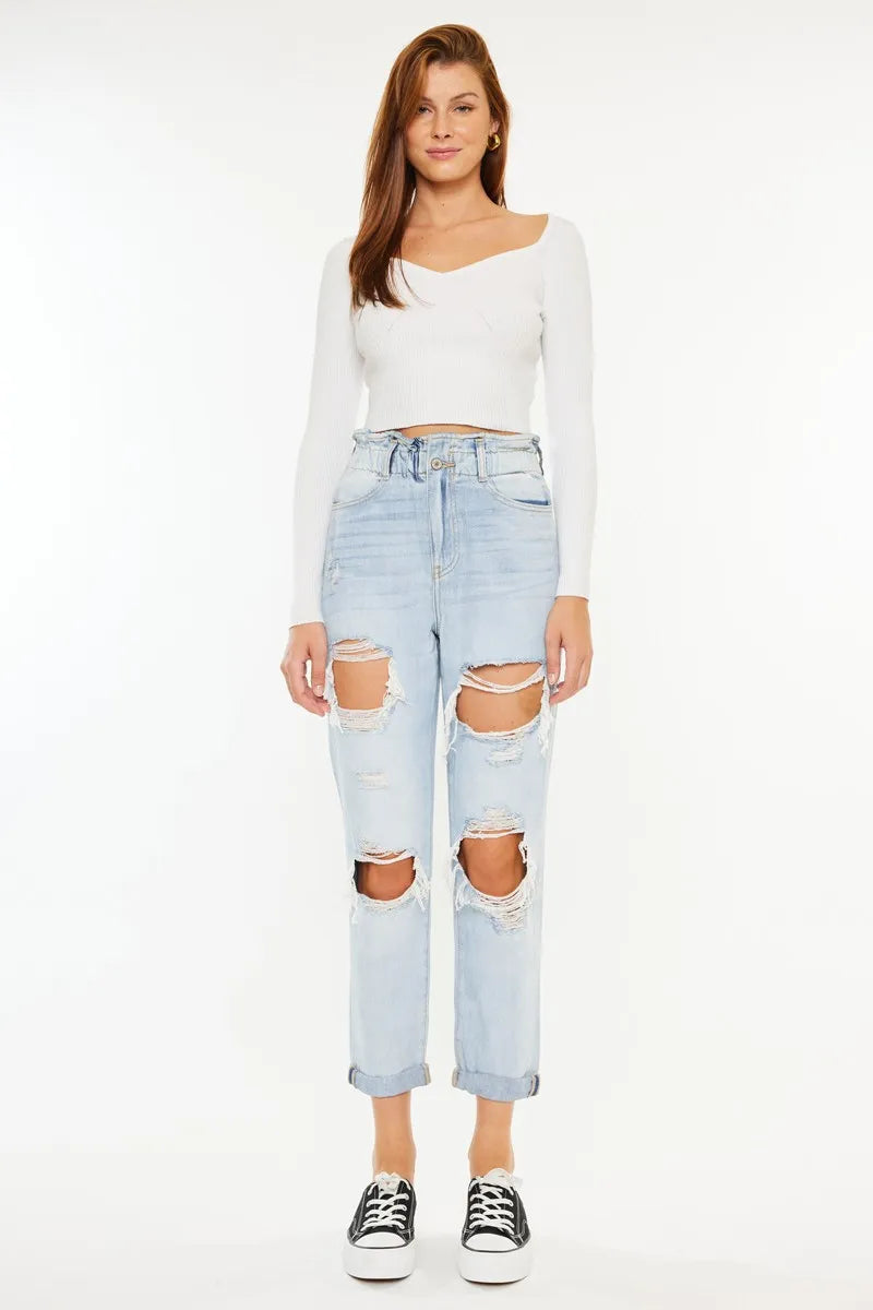 Open Pack Paperbag Mom Jeans Kancan