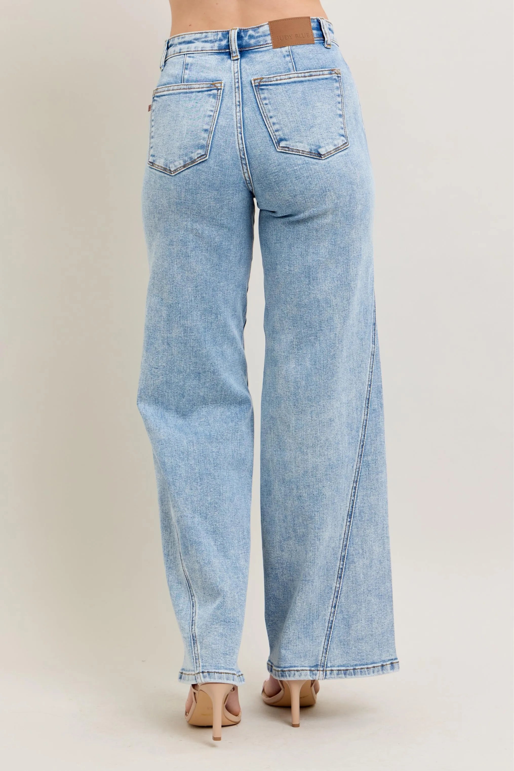 High Waist Wide Leg Jeans with Skewed Inseam With Plus Size Judy Blue