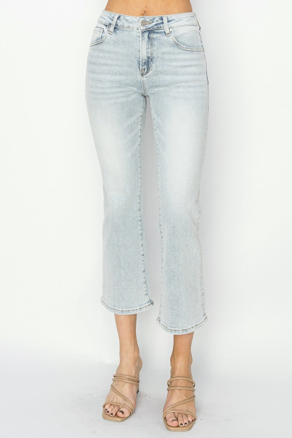 Mid Rise Cropped Flare Jeans Risen   