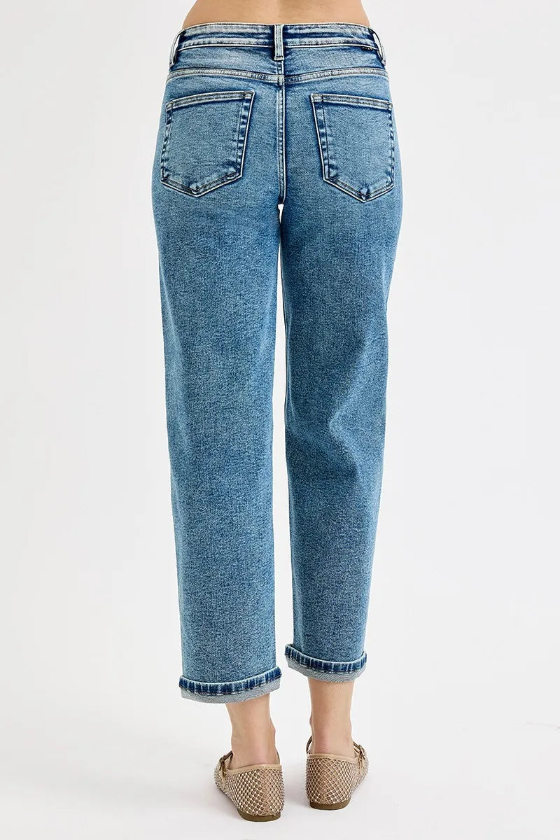 High Rise Crop Boyfriend Jeans With Plus Size Risen