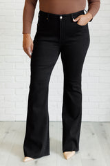 Etta High Rise Control Top Flare Jeans in Black Judy Blue   