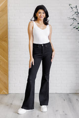 Etta High Rise Control Top Flare Jeans in Black Judy Blue   