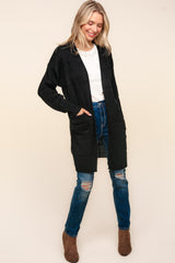 Stripe Textured Open Front Cardigan with Pockets Haptics   