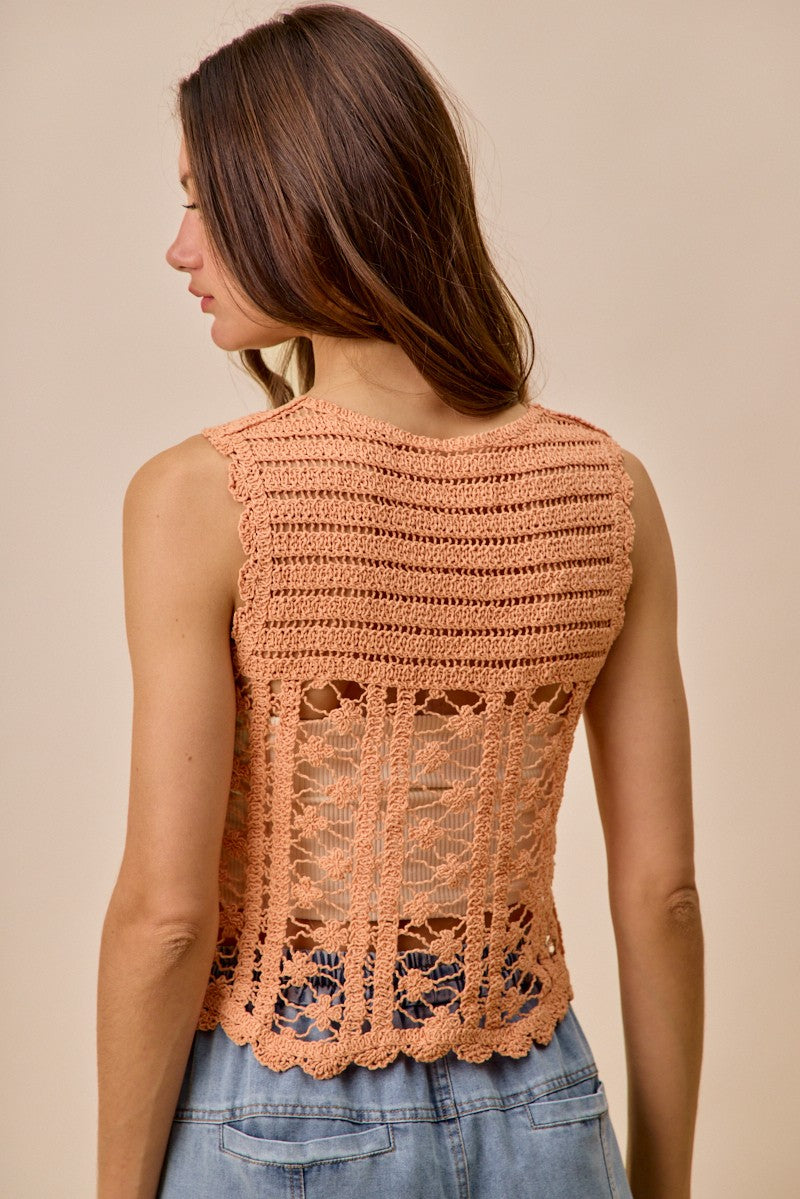 Crochet Knitted Lace Sweater Tank Top So Me