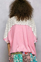 Floral Patchwork Lace Accent Blouse POL