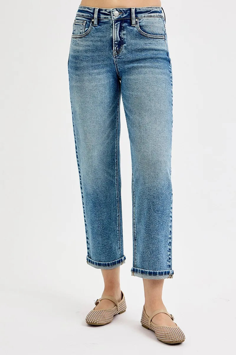 High Rise Crop Boyfriend Jeans With Plus Size Risen