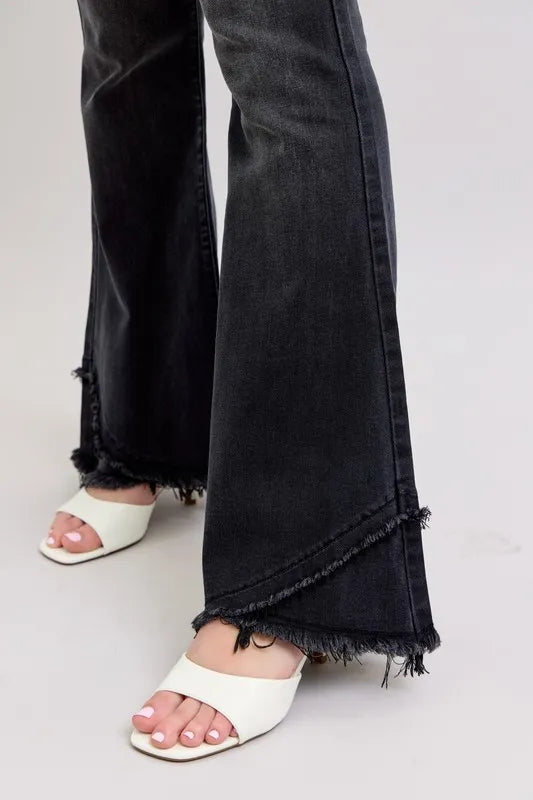 High Waist Flare W/ Mock Fray Tulip Hem Plus Size Judy Blue