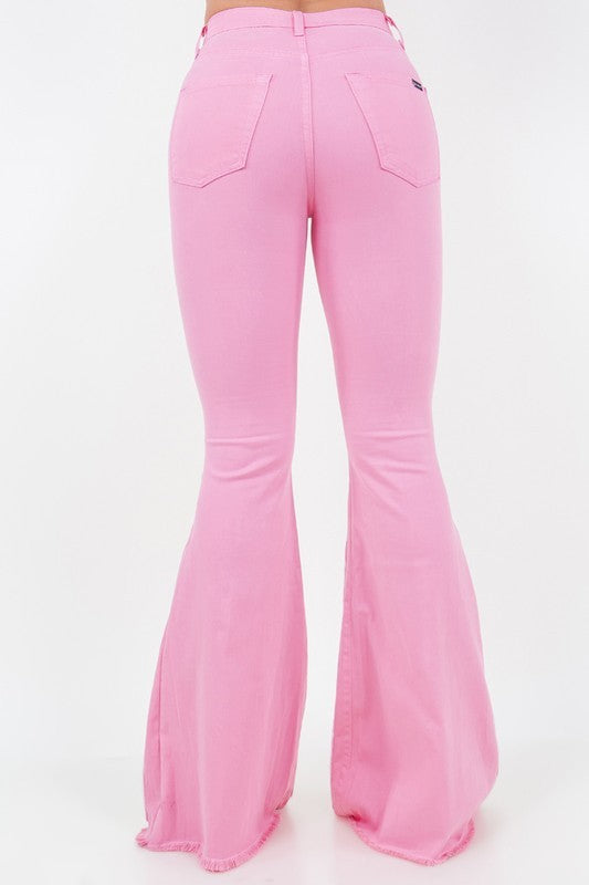 Rodeo Faux Cow Hide Bell Bottom Jean in Pink GJG Denim   