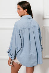 Button Down Stitch Detail Shirt with Chest Pockets BiBi   