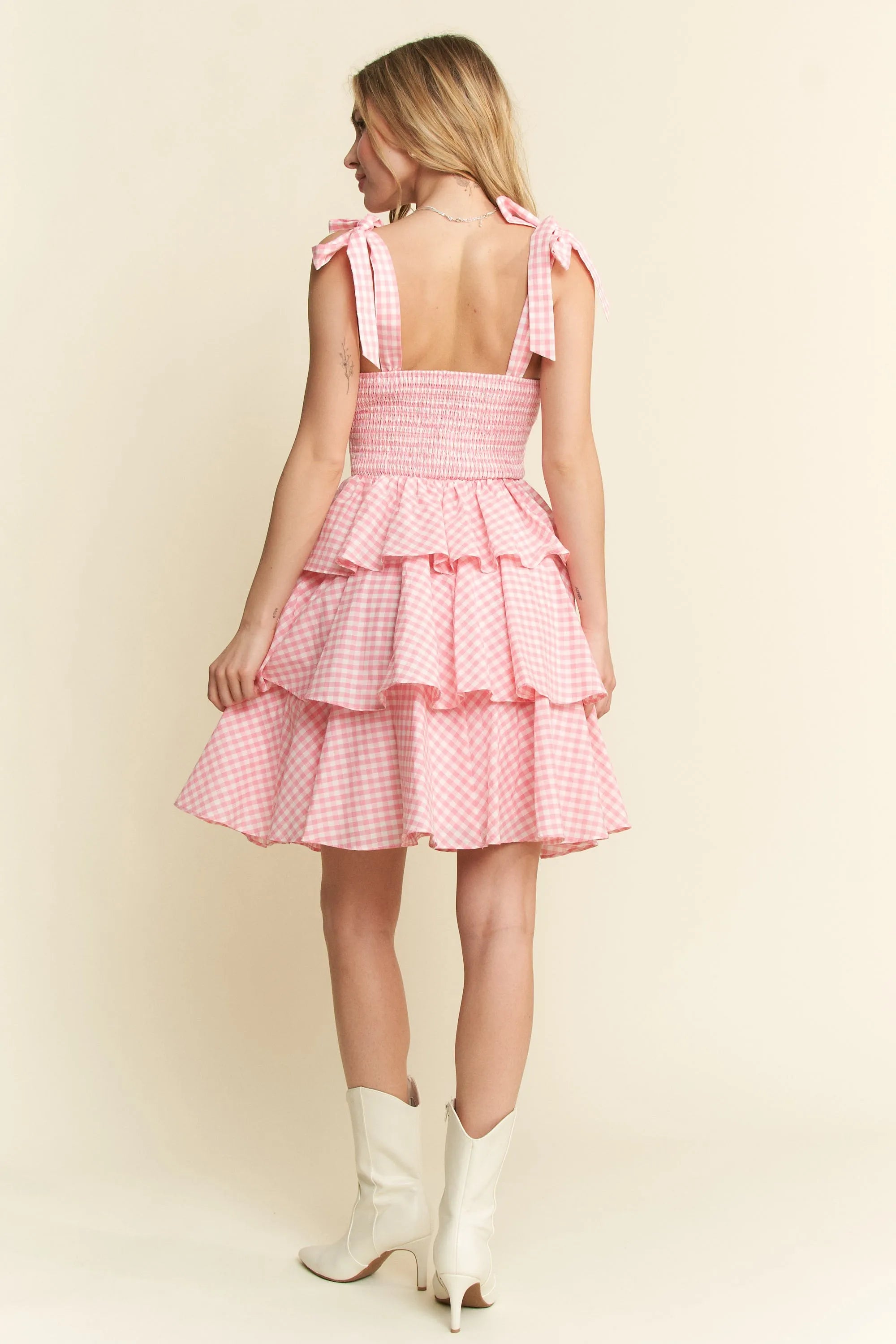 Gingham Tiered Mini Dress Jade By Jane