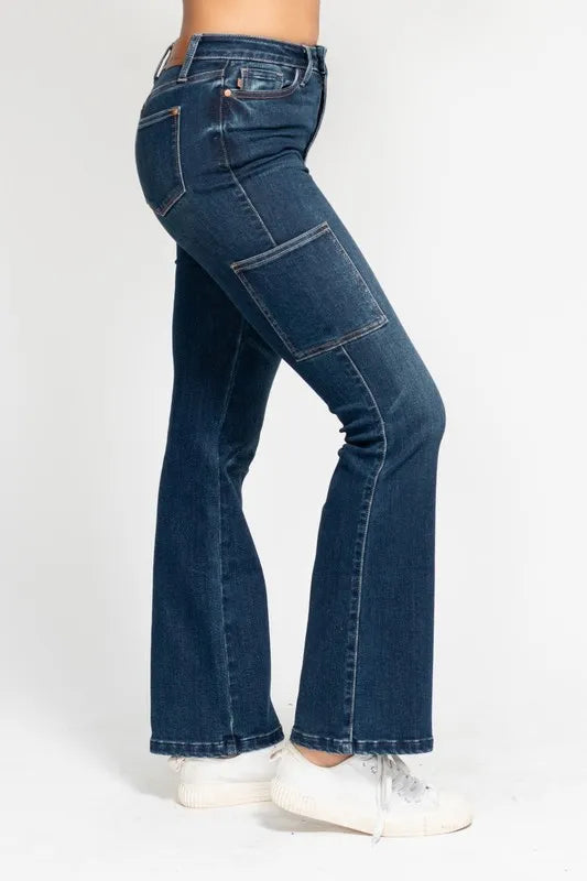 High Waist Cargo Bootcut Jeans Judy Blue