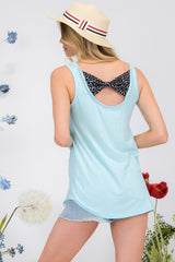 Back Contrast Bow Tie Tank Celeste   