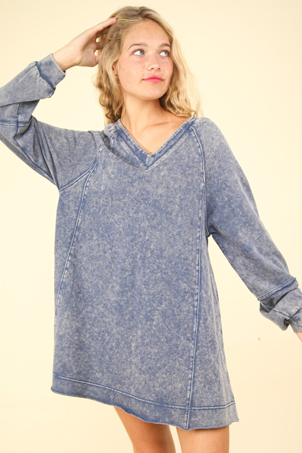 Mineral Washed Oversized A-Line Mini Dress Very J Denim S 