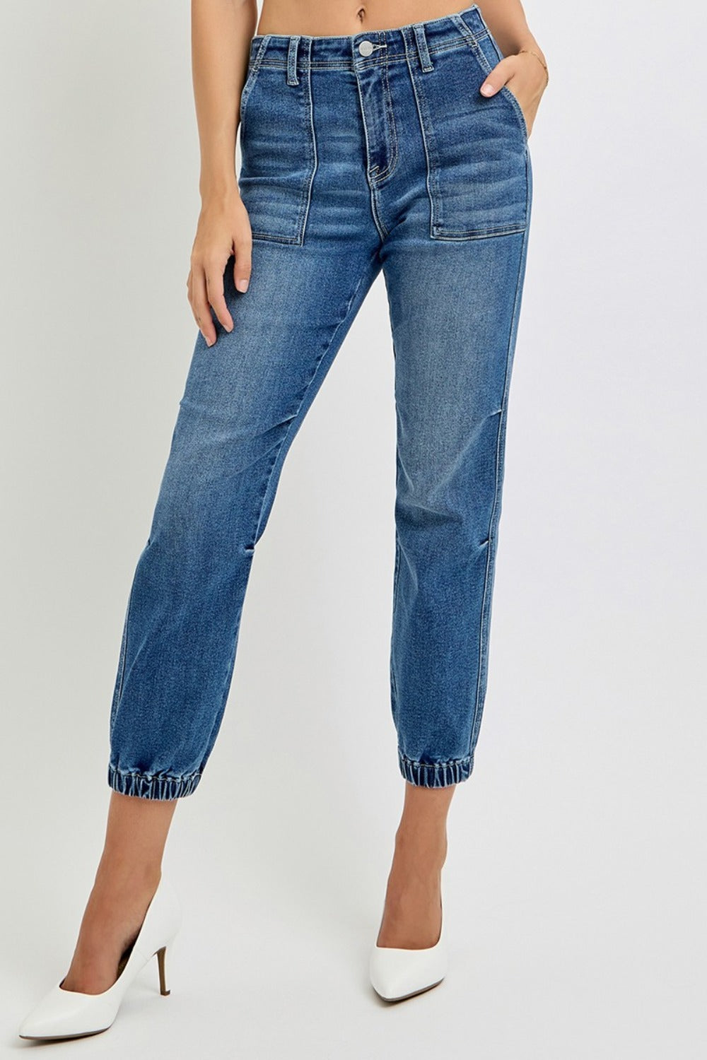 High Rise Ankle Jogger Jeans Risen   