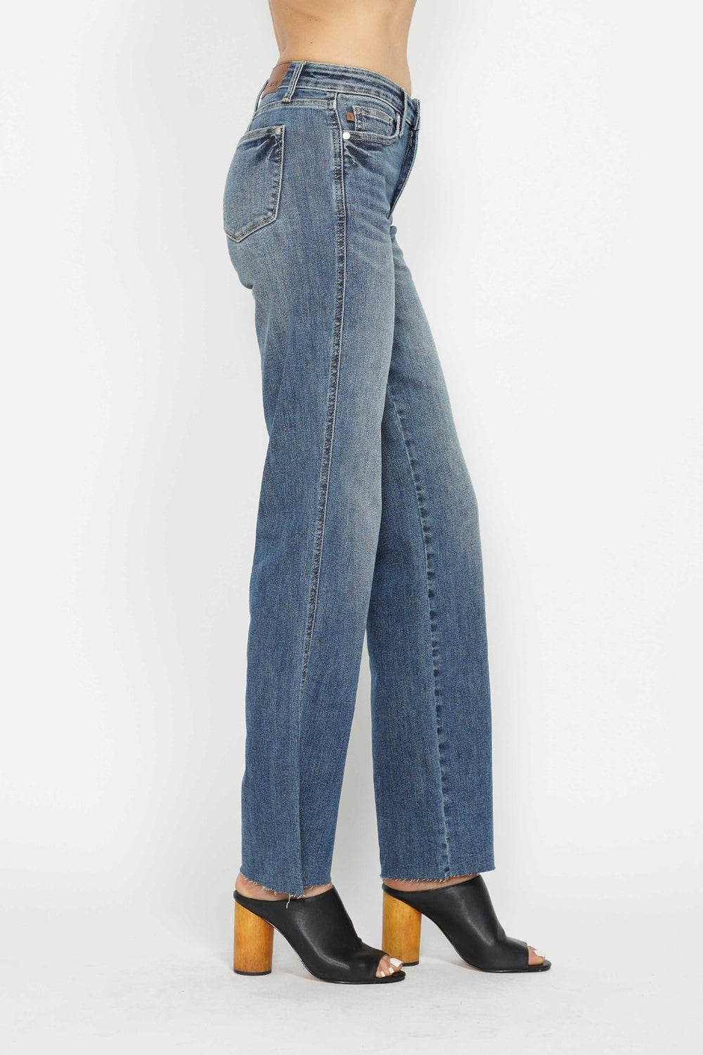 Medium Wash Tummy Control Straight Jeans Judy Blue   