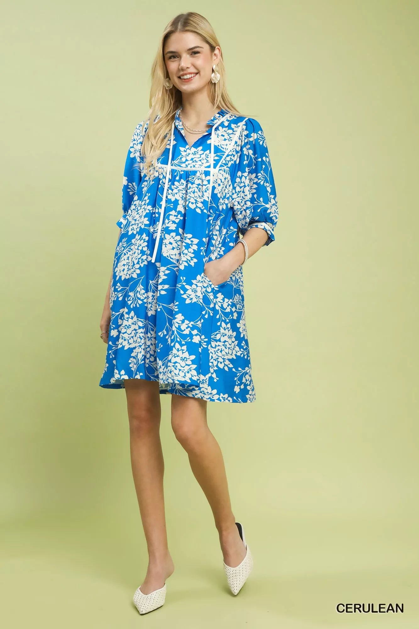 Umgee Floral Babydoll Dress with Pockets Trendsi